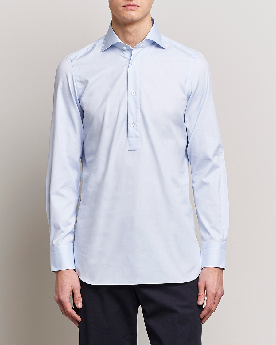 Herren |  | Finamore Napoli | Tokyo Slim Oxford Popover Shirt Light Blue