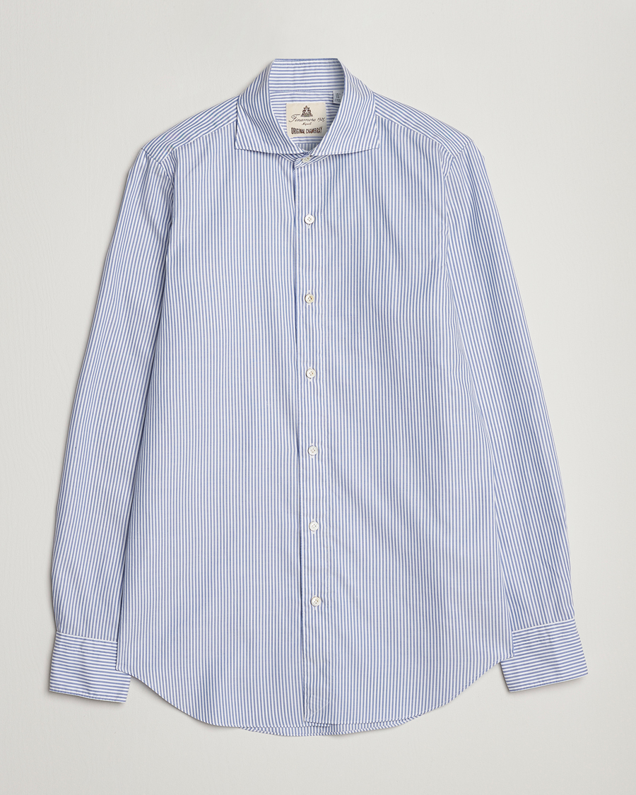 Herren | Hemden | Finamore Napoli | Tokyo Slim Chambray Shirt Light Blue Stripe