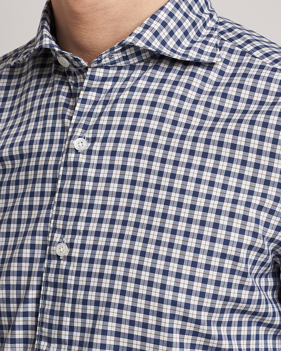 Herren | Hemden | Finamore Napoli | Tokyo Slim Sport Shirt Blue Check