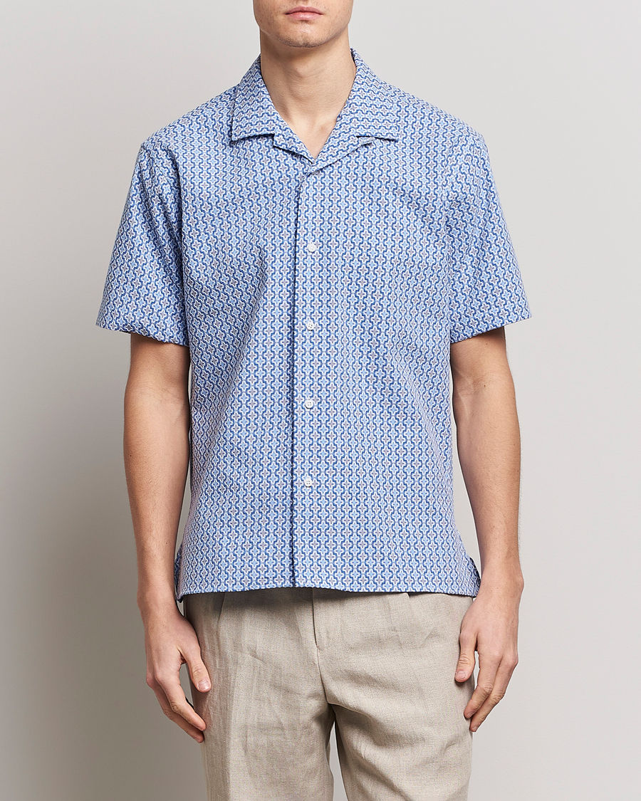 Herren |  | Gitman Vintage | Summer Ready Jacquard Camp Shirt Light Blue