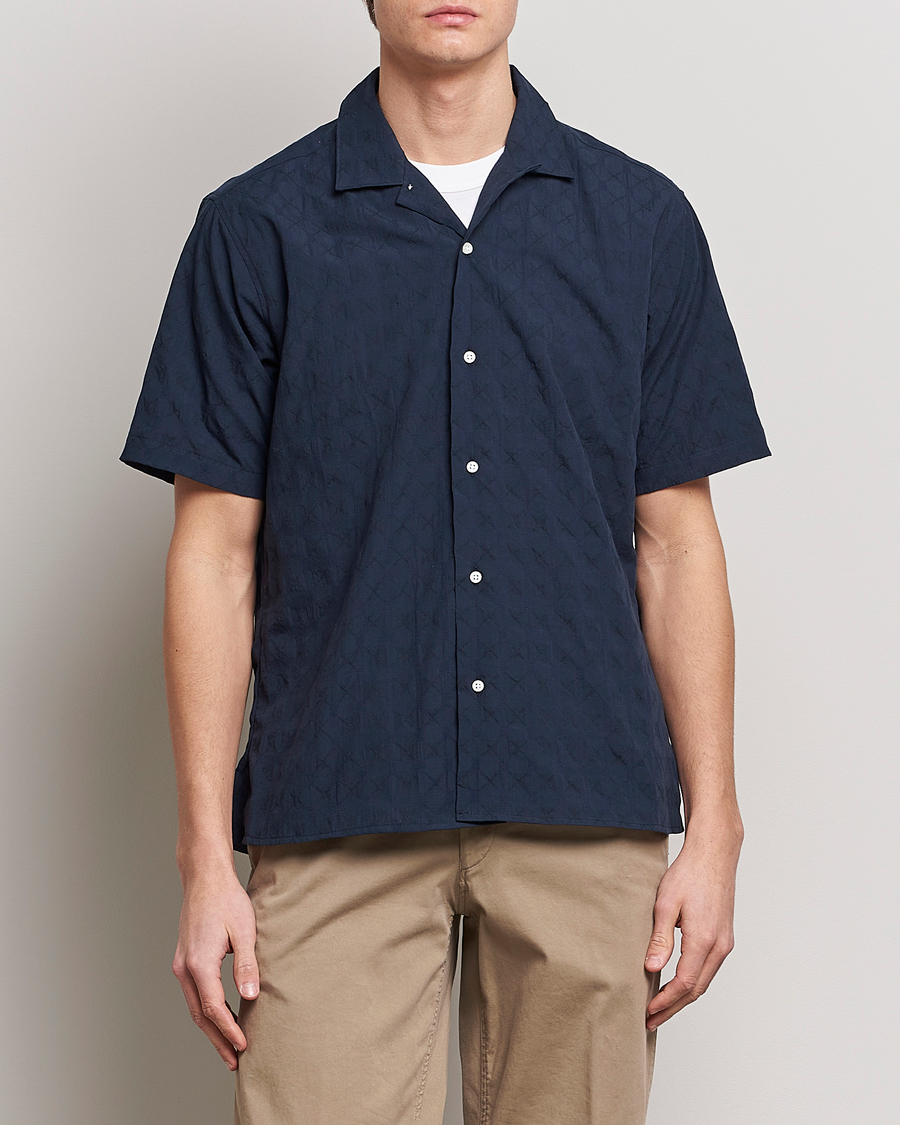 Herren |  | Gitman Vintage | Japanese Jacquard Camp Shirt Navy