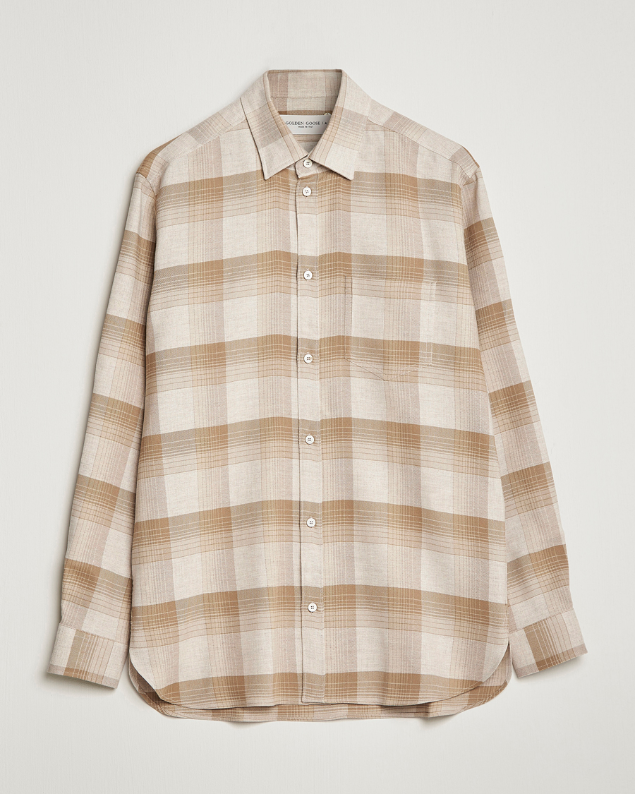 Herren | Hemden | Golden Goose | Deluxe Brand Regular Check Wool Shirt White/Sand