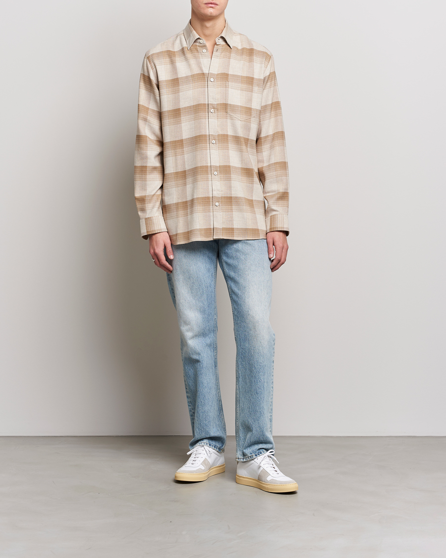 Herren | Hemden | Golden Goose Deluxe Brand | Regular Check Wool Shirt White/Sand