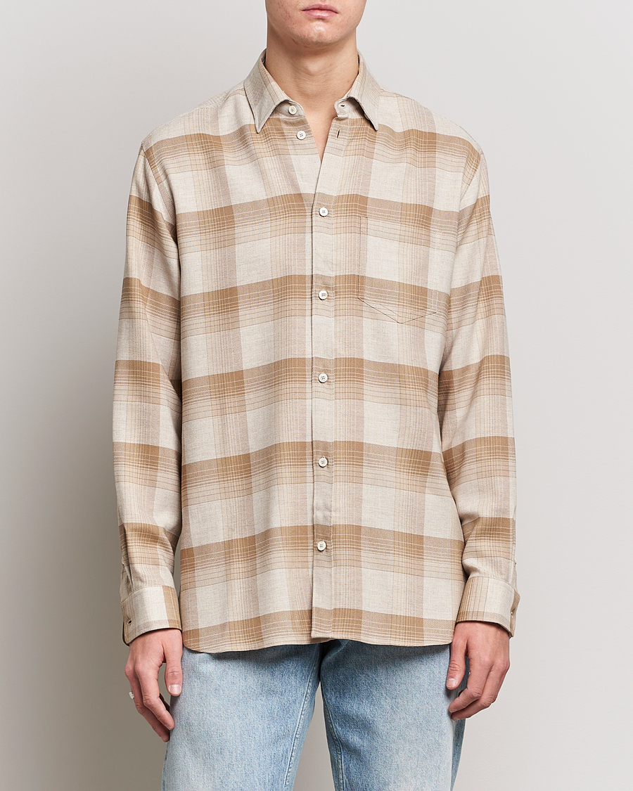 Herren |  | Golden Goose Deluxe Brand | Regular Check Wool Shirt White/Sand