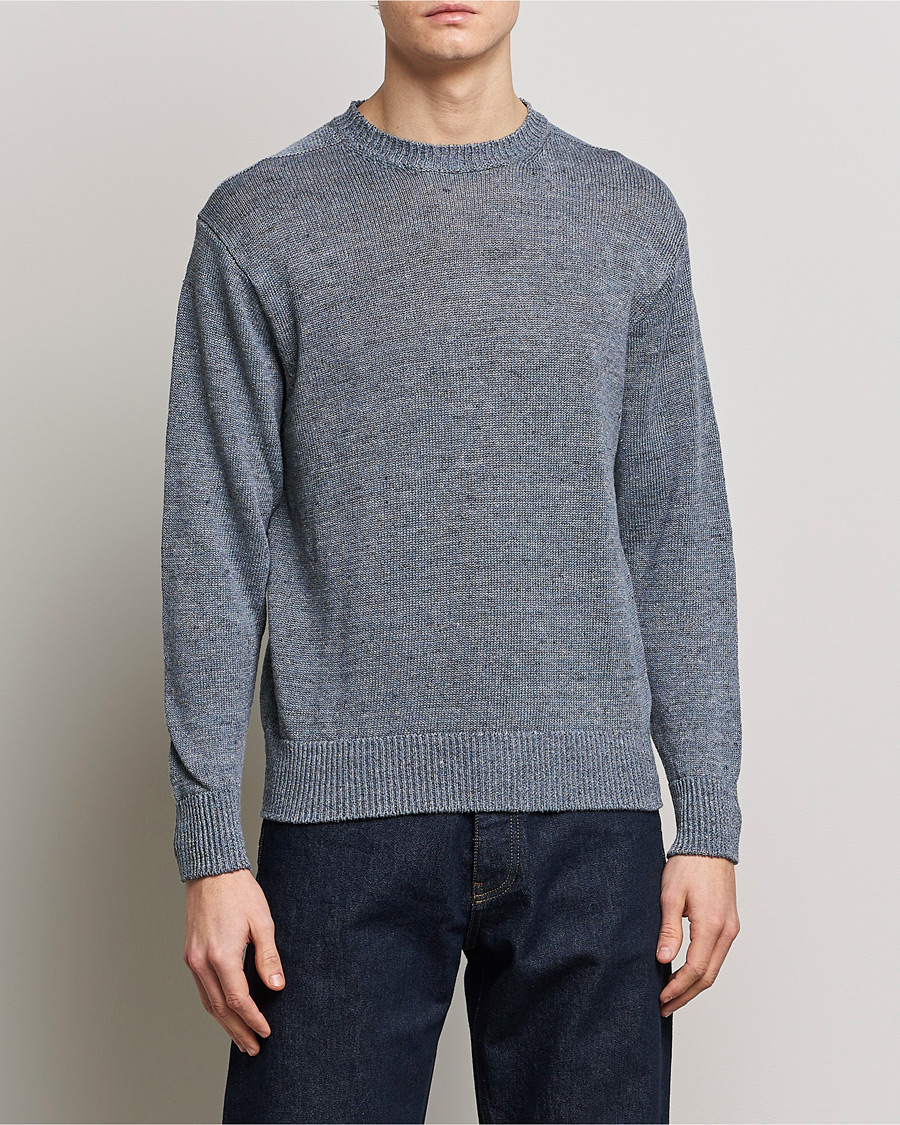 Herren |  | Inis Meáin | Donegal Washed Linen Crew Neck Stone