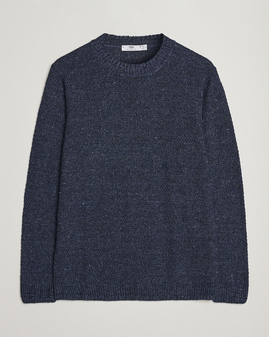 Herren | Pullover | Inis Meáin | Moss Stiched Linen Crew Neck Dark Blue