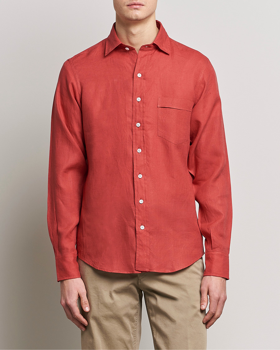 Herren | Leinenhemden | Drake's | Linen Summer Shirt Red