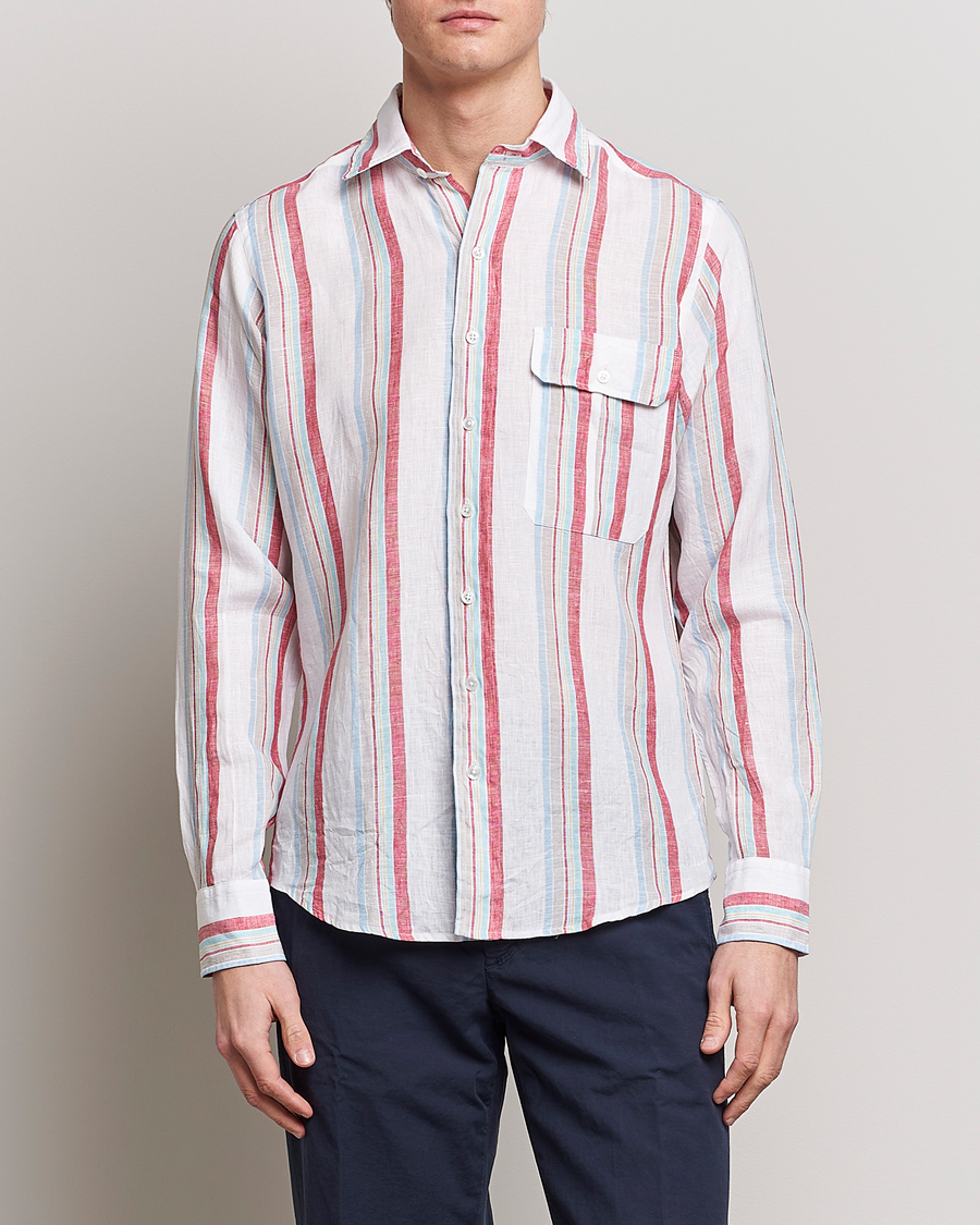 Herren |  | Drake's | Striped Linen Summer Shirt Multi