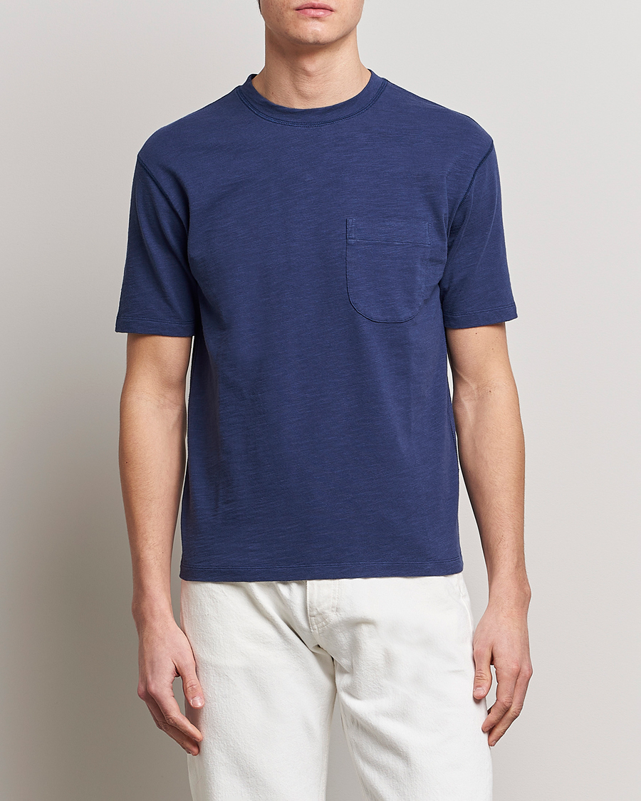 Herren | T-Shirts | Drake's | Cotton Pocket T-Shirt Navy