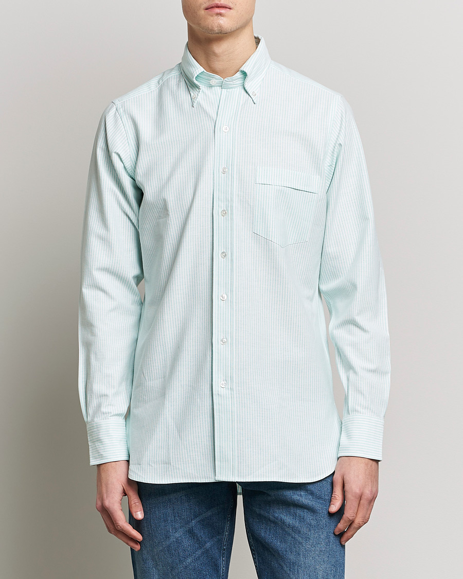 Herren |  | Drake's | Striped Button Down Oxford Shirt Green