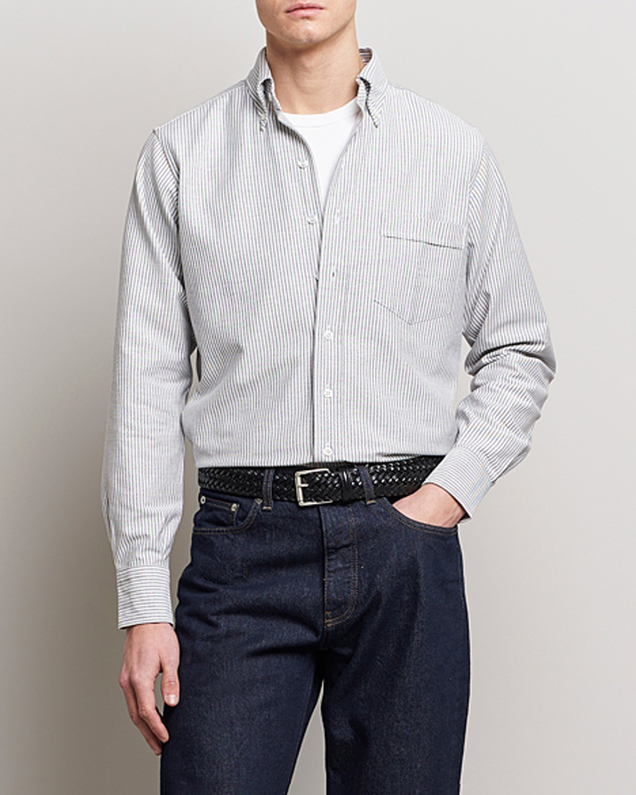 Herren | Hemden | Drake's | Striped Button Down Oxford Shirt Black