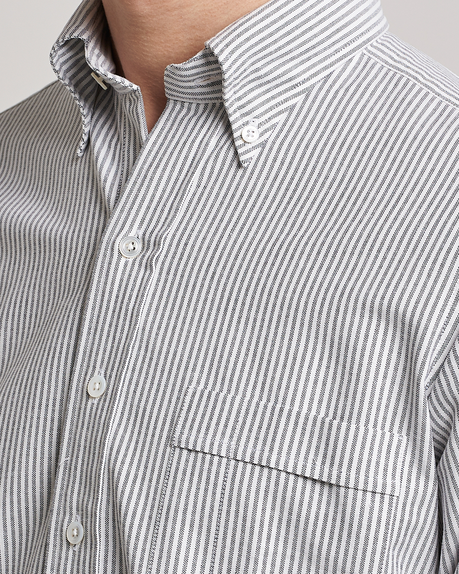 Herren | Hemden | Drake's | Striped Button Down Oxford Shirt Black