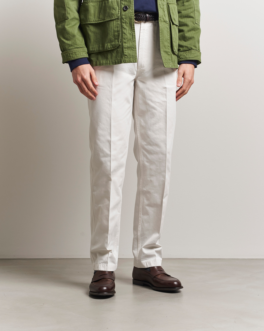 Herren | Preppy Authentic | Drake's | Cotton Flat Front Chino Ecru