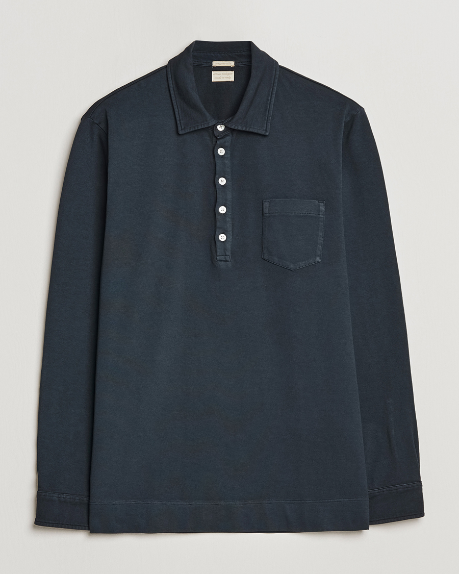Herren | Pullover | Massimo Alba | Ischia Long Sleeve Cotton Polo Washed Black