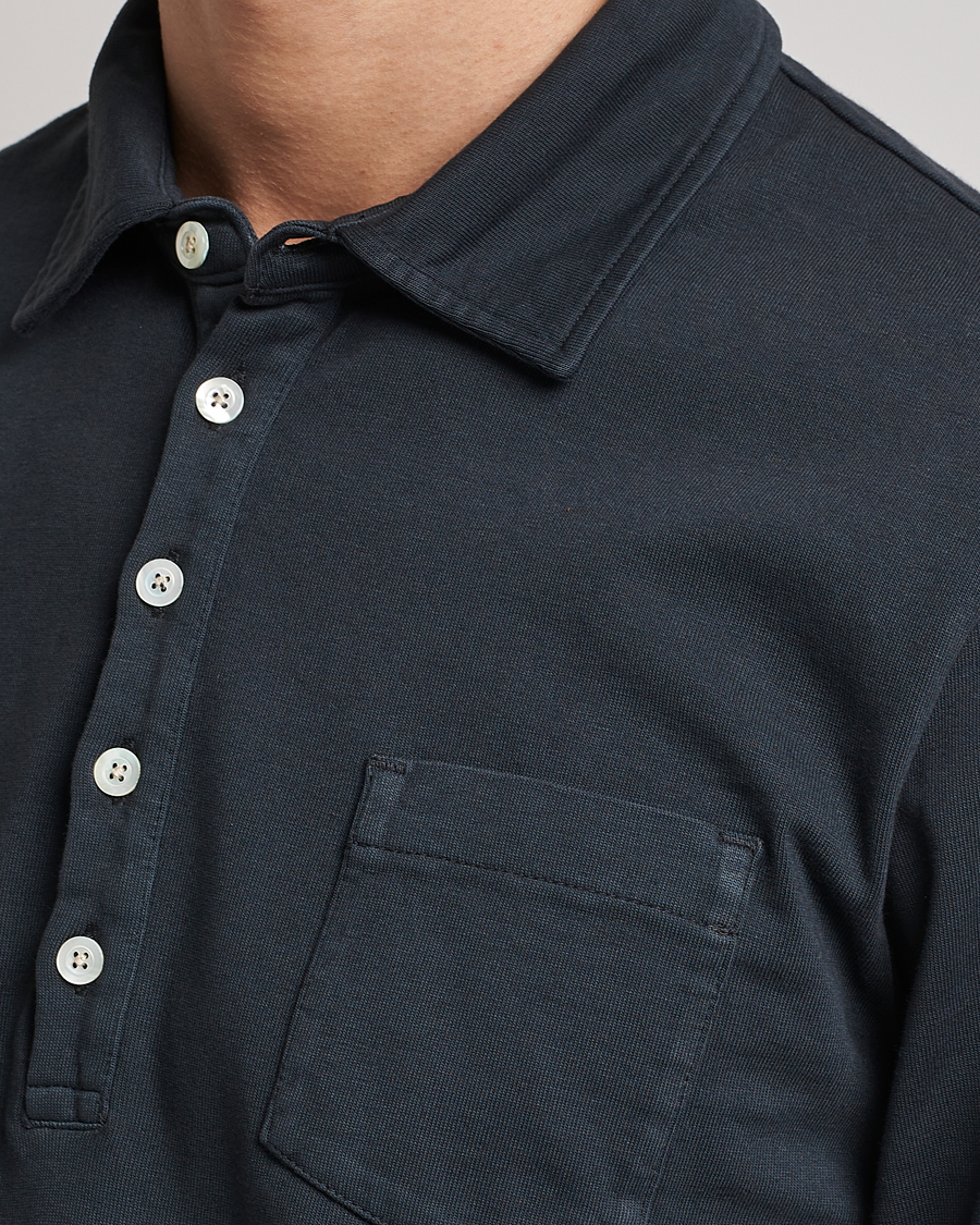 Herren | Pullover | Massimo Alba | Ischia Long Sleeve Cotton Polo Washed Black