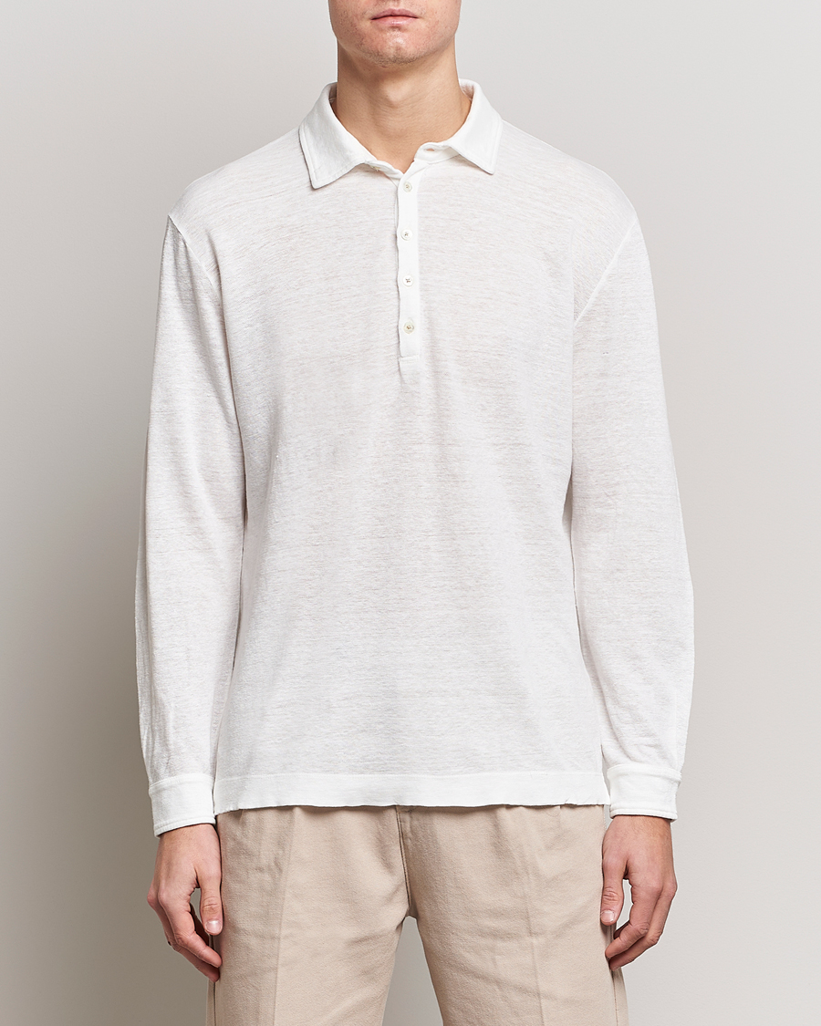 Herren | Kleidung | Massimo Alba | Raya Long Sleeve Linen Polo White