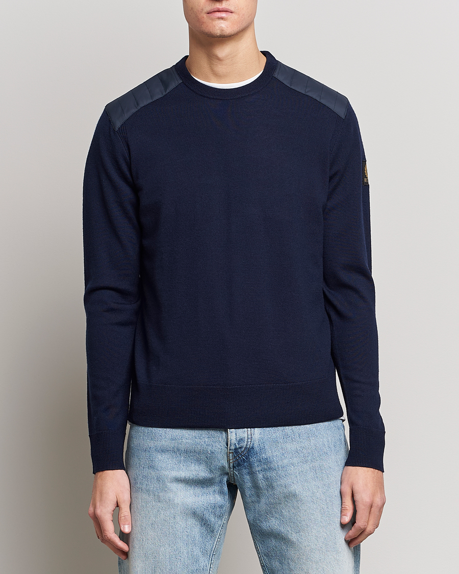 Herren | Pullover | Belstaff | Kerrigan Crew Neck Merino Sweatshirt Washed Navy