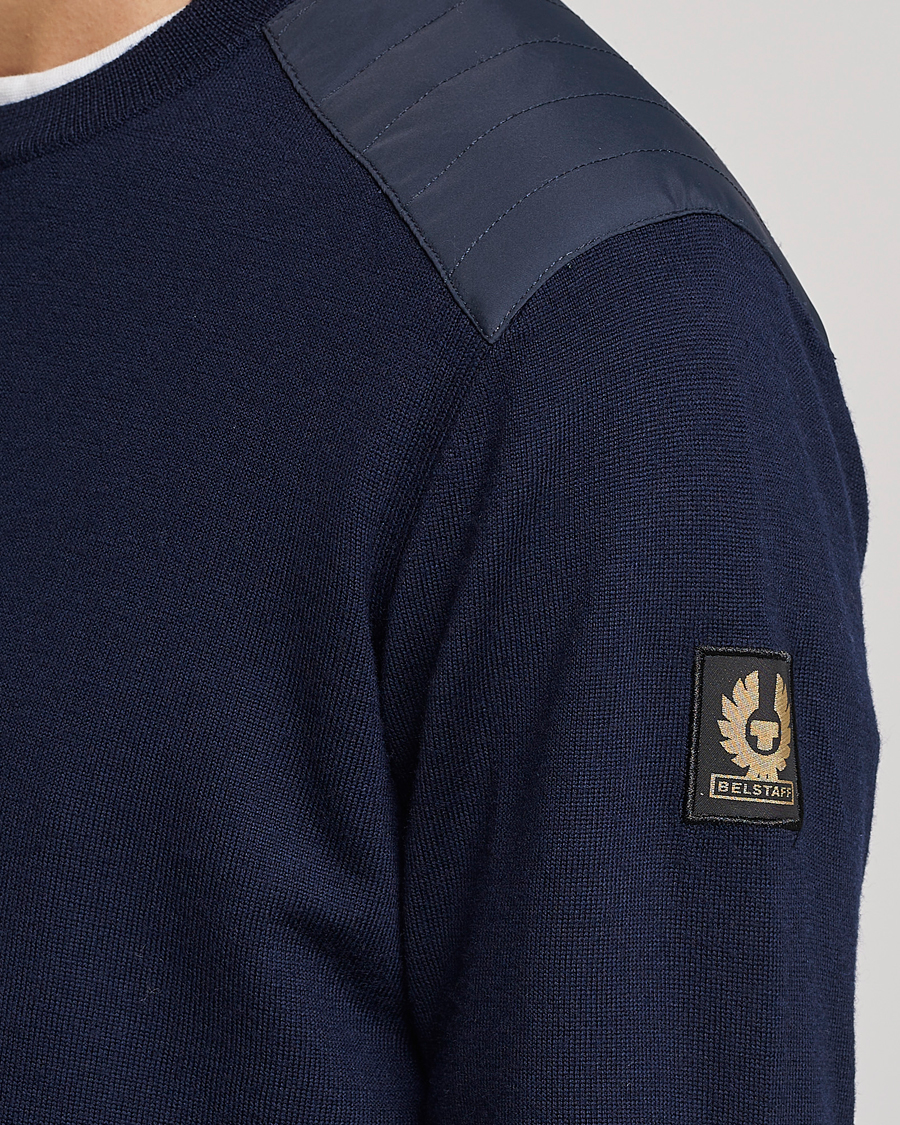 Herren | Pullover | Belstaff | Kerrigan Crew Neck Merino Sweatshirt Washed Navy