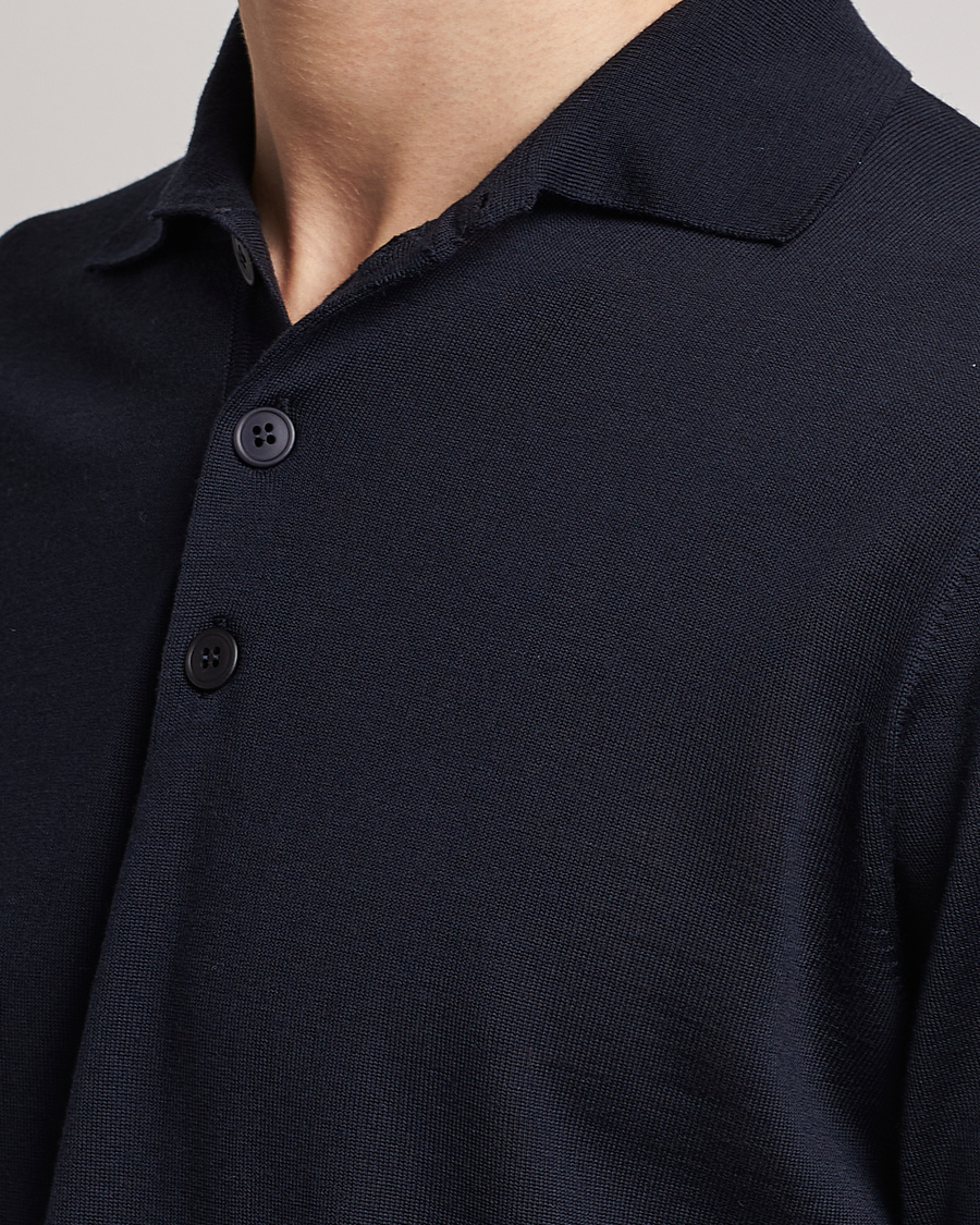 Herren | Pullover | Emporio Armani | Knitted Merino Pique Navy