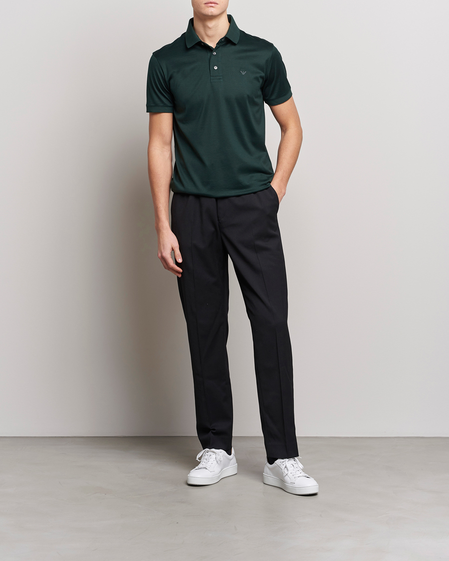 Herren | Poloshirt | Emporio Armani | Cotton Tencel Polo Green