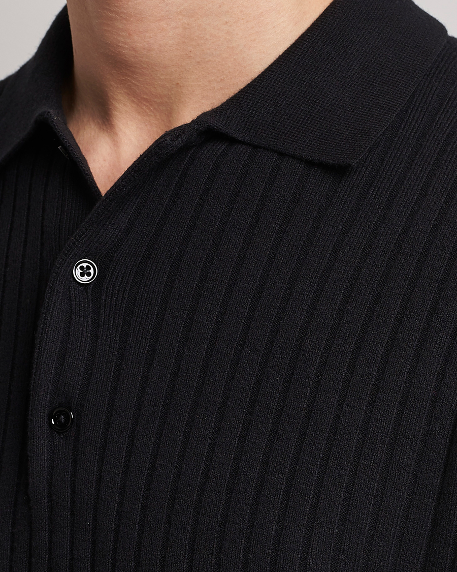 Herren | Pullover | Filippa K | Knitted Polo Shirt Black