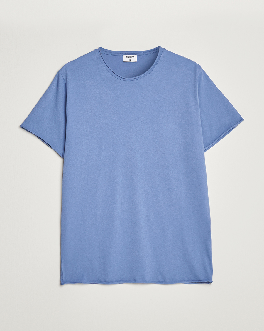 Herren | T-Shirts | Filippa K | Roll Neck Crew Neck Tee Coral Blue