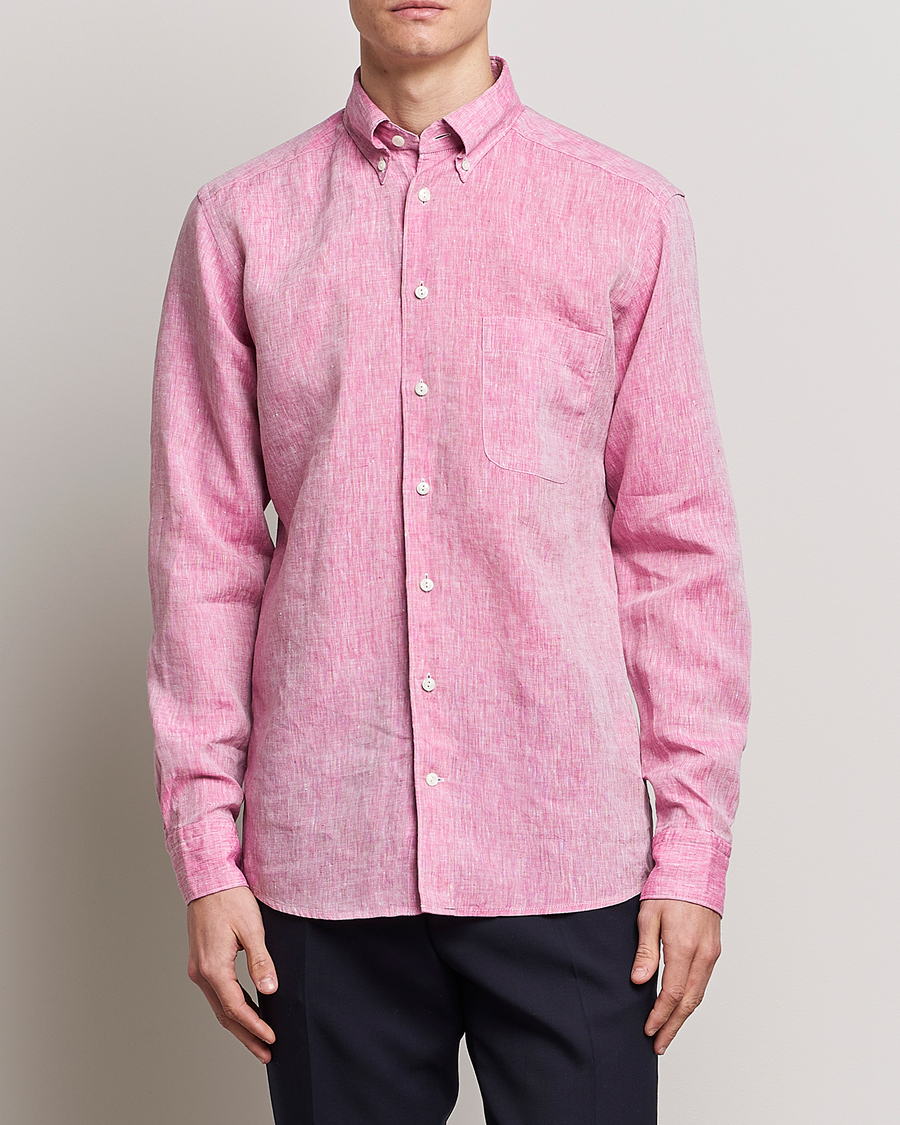 Herren | Eton | Eton | Slim Fit Linen Shirt Pink