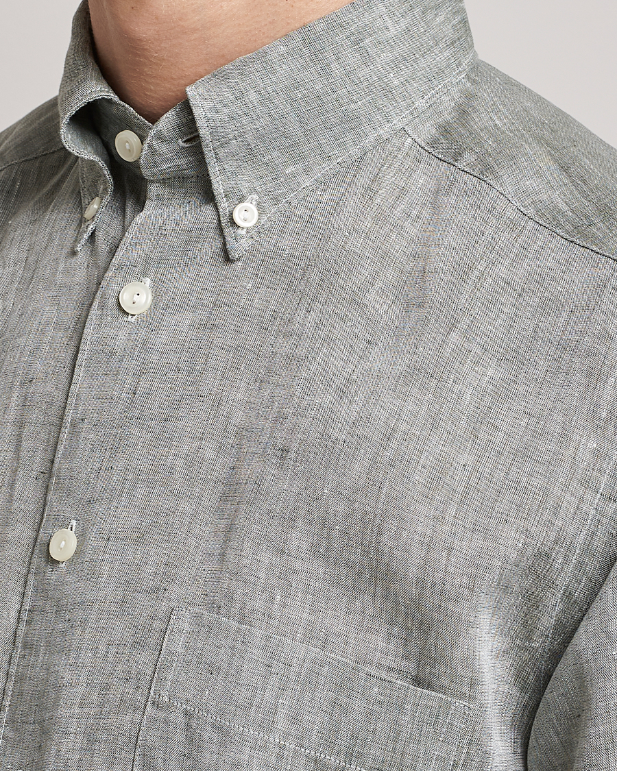 Herren | Hemden | Eton | Slim Fit Linen Shirt Green