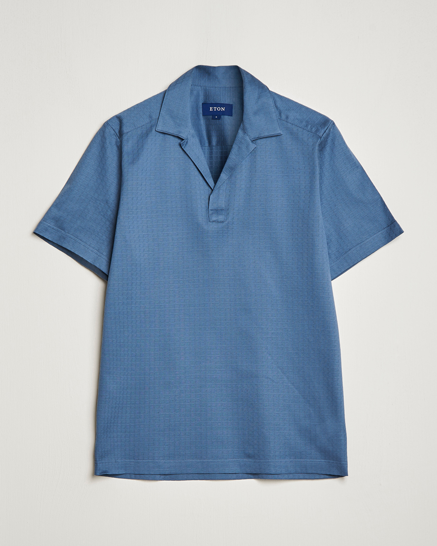 Herren | Poloshirt | Eton | Filo Di Scozia Open Collor Shirt Light Blue