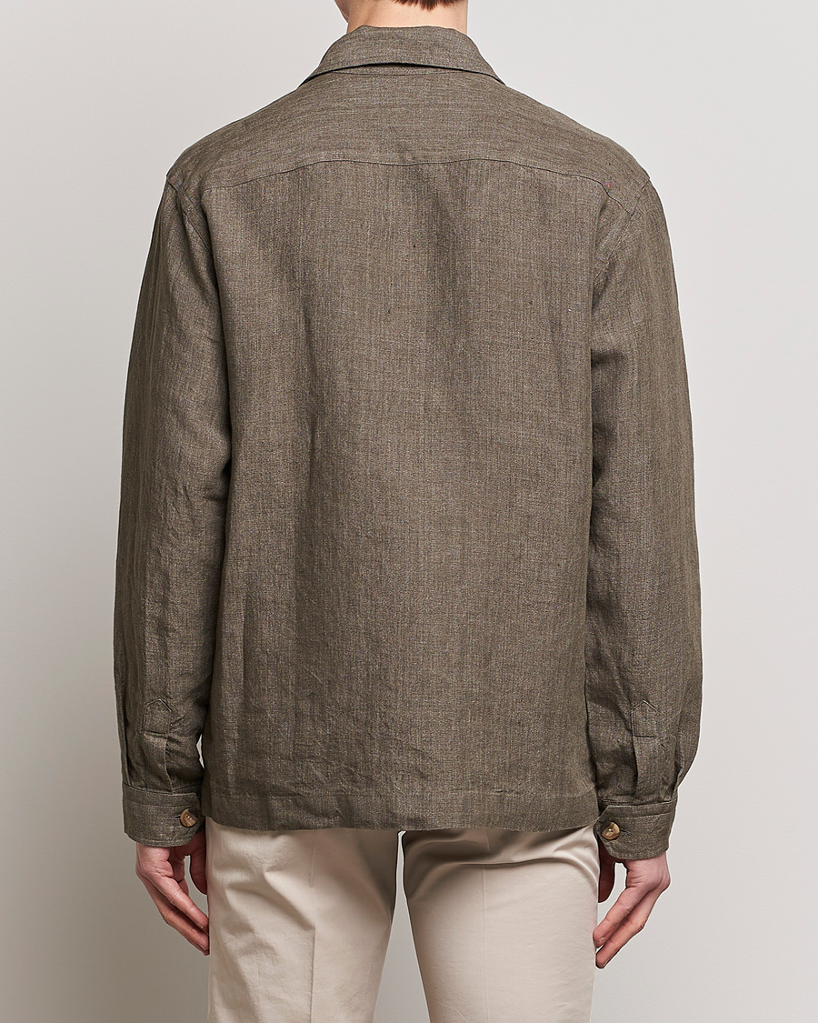 Herren | Hemden | Eton | Linen Twill Overshirt Dark Green