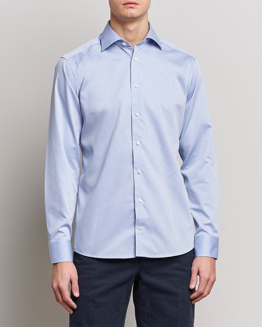 Herren |  | Eton | Fine Pique Shirt Light blue
