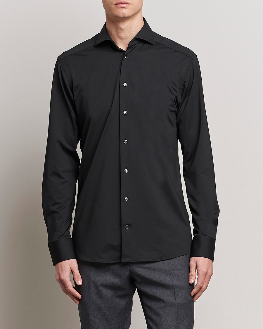 Herren | Freizeithemden | Eton | Four Way Stretch Shirt Black