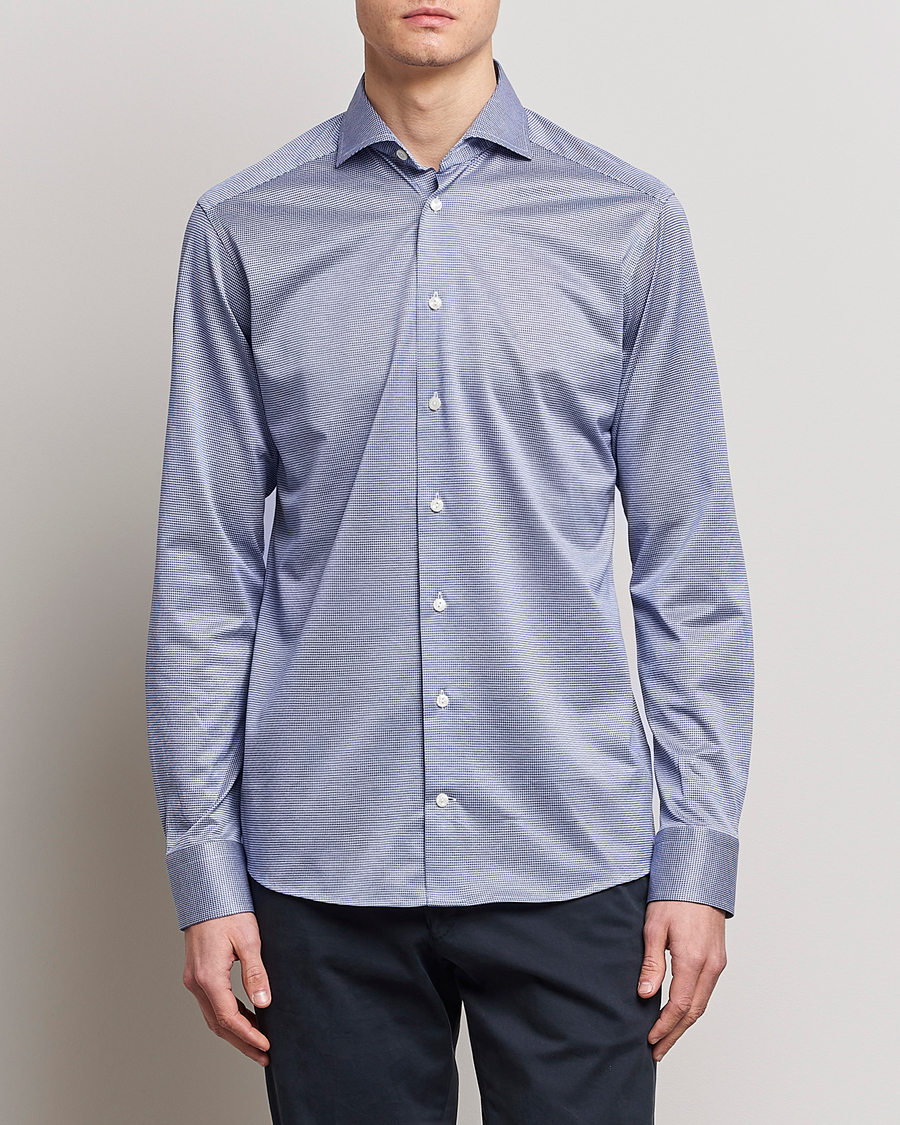 Herren |  | Eton | Filo Di Scozia King Knit Shirt Mid Blue