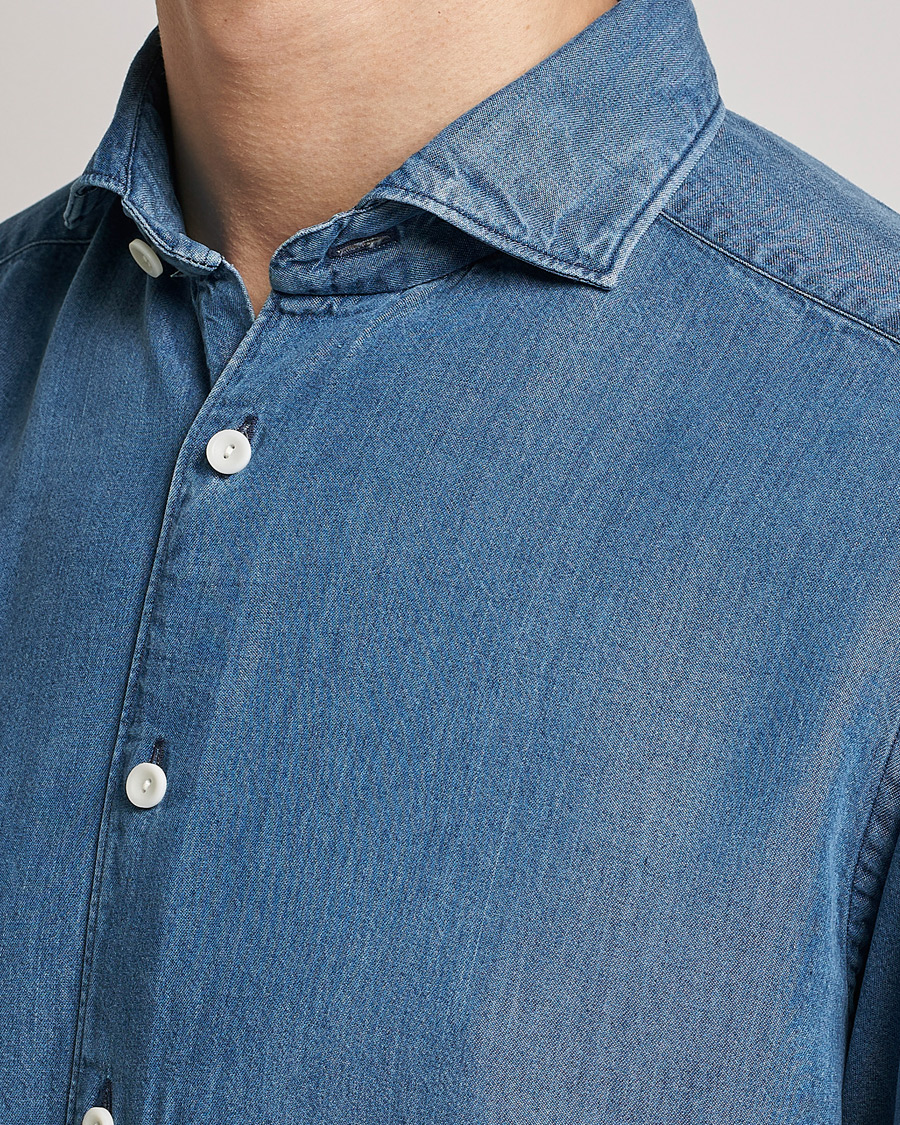 Herren | Hemden | Eton | Light Denim Tencel Shirt Navy Blue