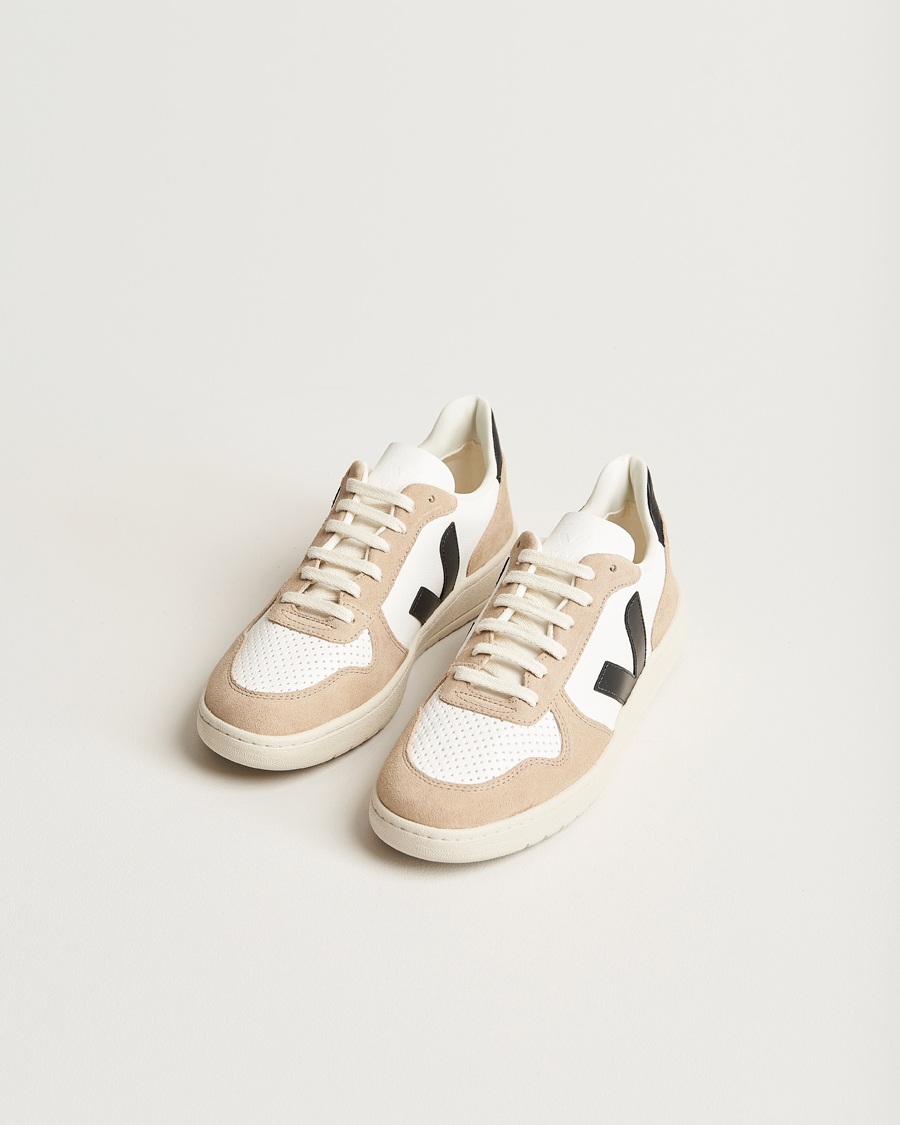 Herren | Veja V-10 Chromefree Leather Extra White/Black Sahara | Veja | V-10 Chromefree Leather Extra White/Black Sahara