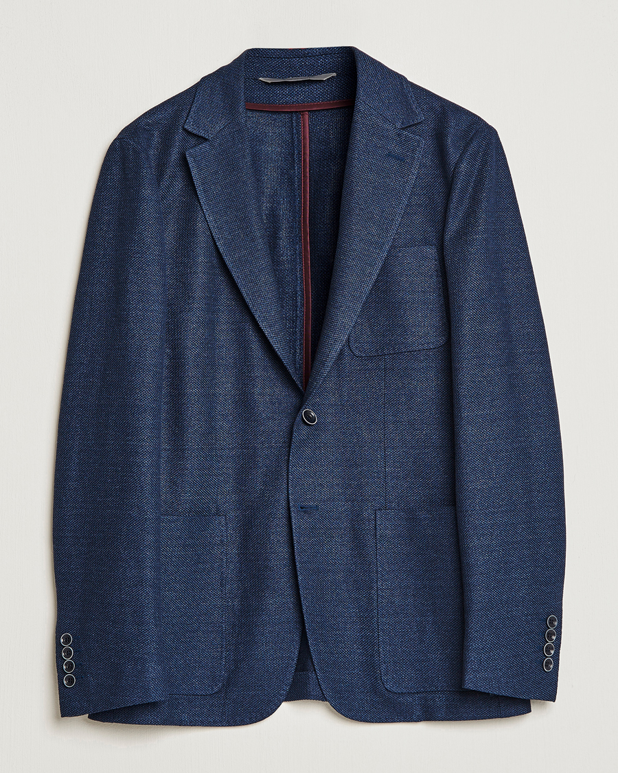Herren | Sakkos | Canali | Linen/Cotton Jersey Blazer Dark Blue