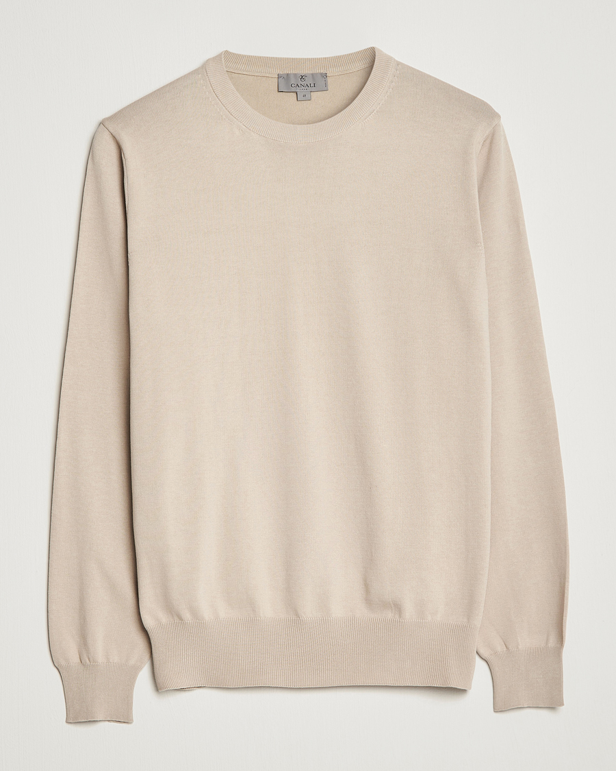 Herren | Pullover | Canali | Cotton Crew Neck Pullover Beige
