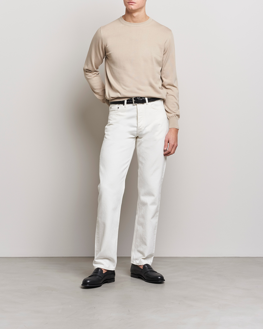 Herren | Pullover | Canali | Cotton Crew Neck Pullover Beige