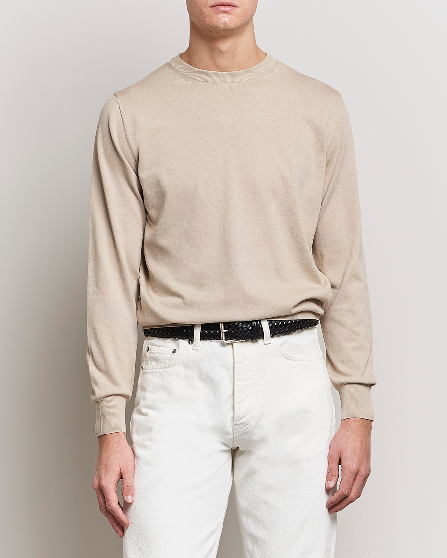 Herren |  | Canali | Cotton Crew Neck Pullover Beige