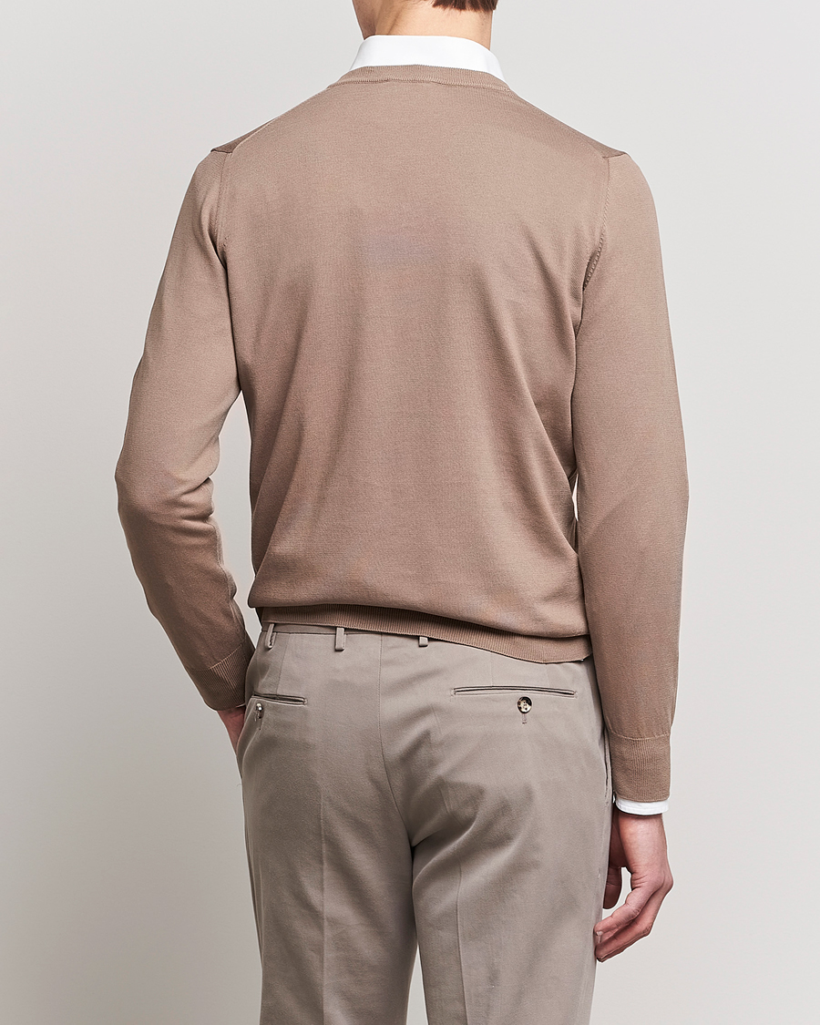 Herren | Pullover | Canali | Cotton V-Neck Pullover Brown