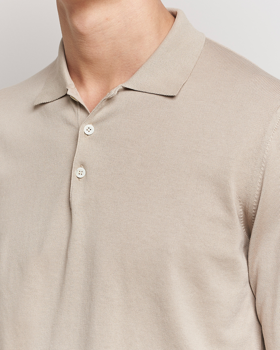 Herren | Pullover | Canali | Cotton Long Sleeve Polo Beige