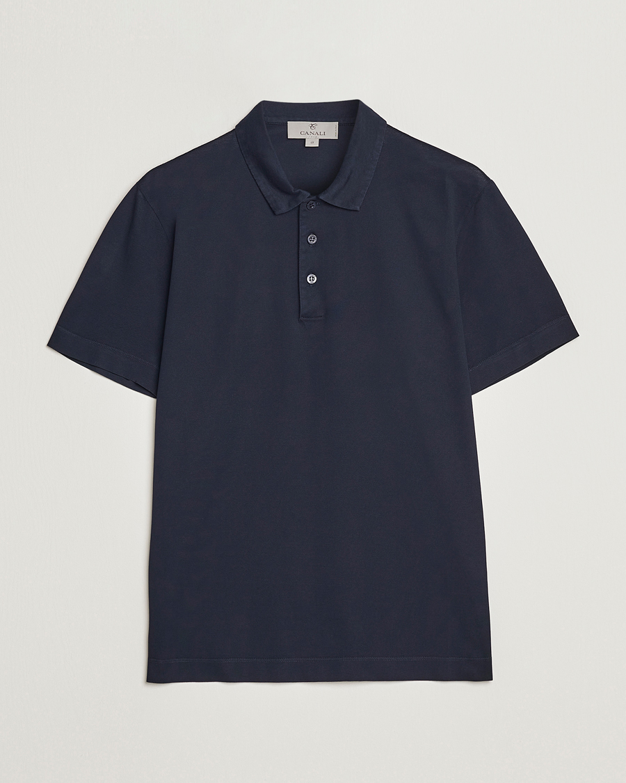 Herren | Kurzarm-Poloshirts | Canali | Short Sleeve Polo Pique Navy