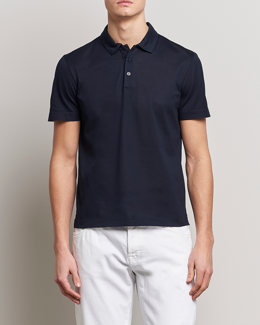 Herren | Kurzarm-Poloshirts | Canali | Short Sleeve Polo Pique Navy