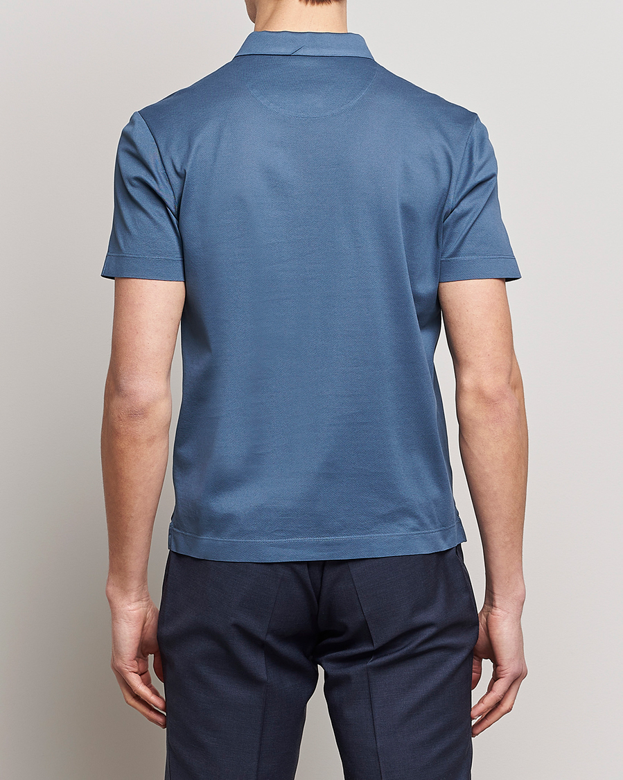 Herren | Poloshirts | Canali | Short Sleeve Polo Pique Steel Blue