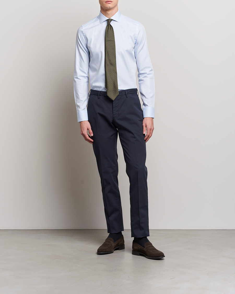 Herren | Quiet Luxury | Canali | Slim Fit Cotton Shirt Light Blue