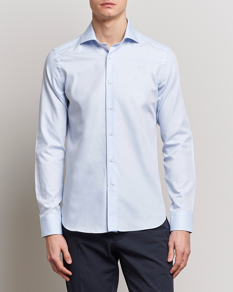 Herren | Canali | Canali | Slim Fit Cotton Shirt Light Blue