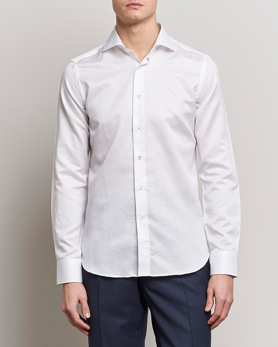 Herren | | Canali | Slim Fit Linen Shirt White