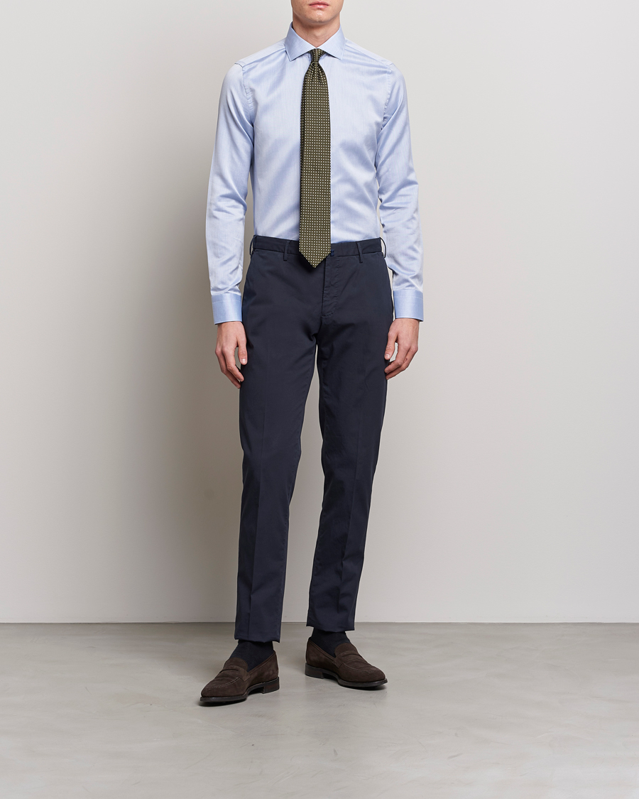 Herren | Hemden | Canali | Slim Fit Linen Shirt Light Blue