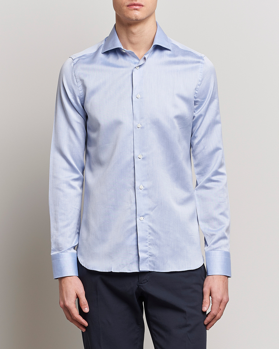 Herren | Businesshemden | Canali | Slim Fit Linen Shirt Light Blue