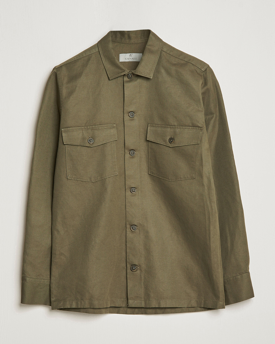 Herren | Hemden | Canali | Safari Overshirt Olive